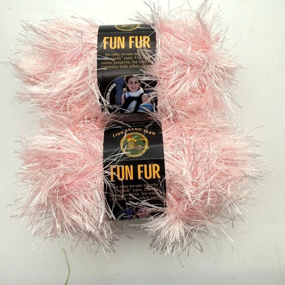Lion Brand Fun Fur Eyelash Novelty Yarn 2 Skeins Soft Pink Color 101 Lot #2602 - Picture 1 of 4